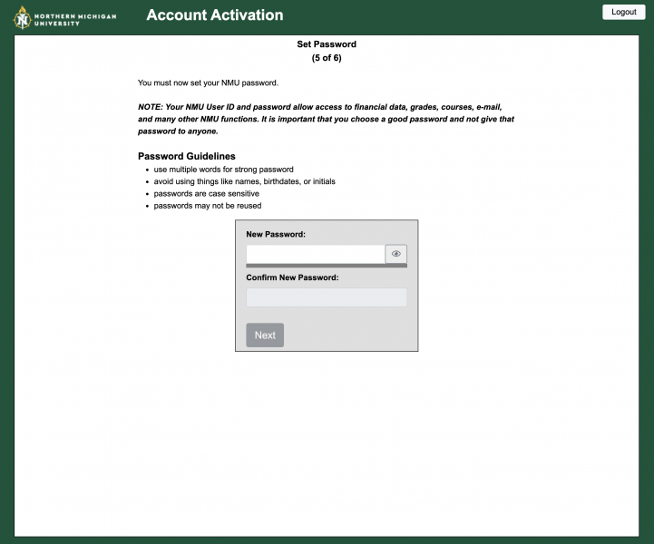 Activate my NMU User account Technology Support Services
